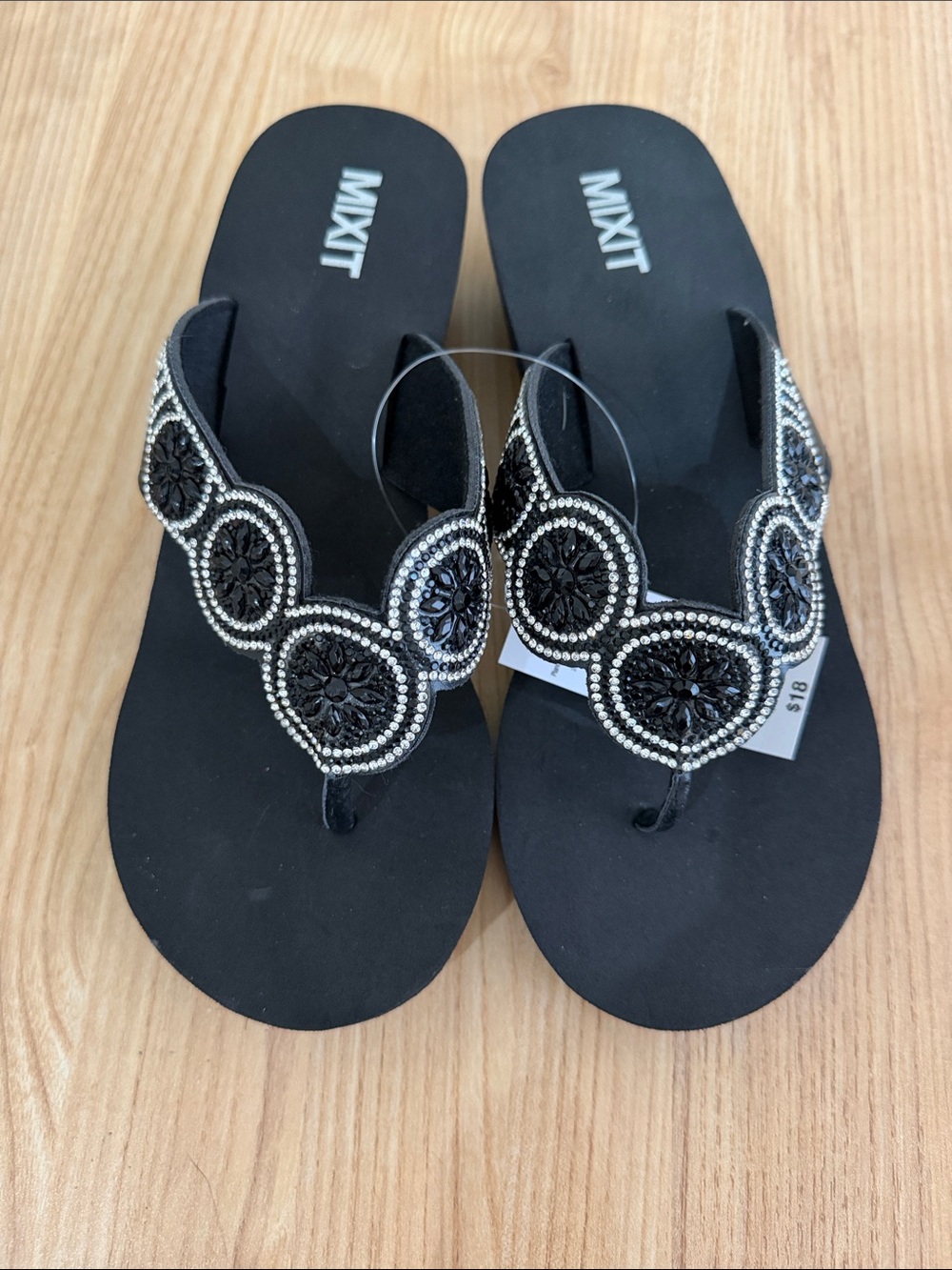 jcpenney Black Beaded Thong Sandals for Women